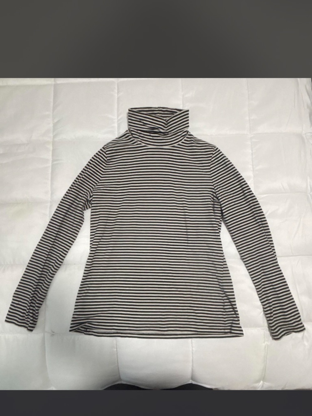 Talbots Black & White Striped Turtleneck Sweater